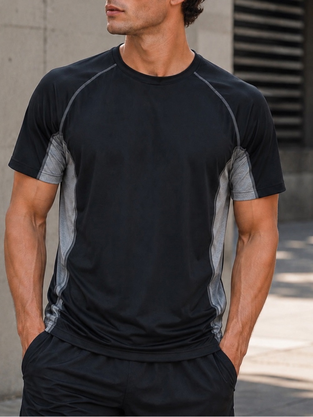 Roundtree & Yorke Sport Performance Athletic T Shirt Black Gray 3XB Big Tall